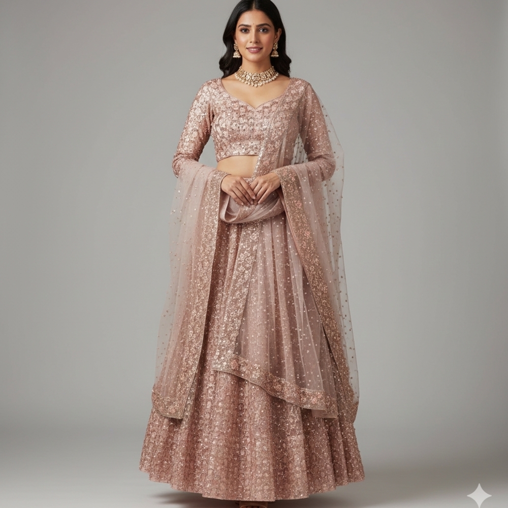 Elegant Sequin Embellished Wedding Dress